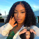 4x4 Transparent Lace Closure Human Hair Wig - Curly Bob
