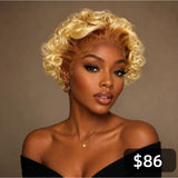 [50% OFF]HALF PRICE ///  13x4 Transparent Lace Ombre Blonde Wig - Curl Bob