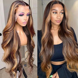[50% OFF]HALF PRICE /// 360 HD Lace Upgraded Hairline Highlight Color Wig with Invisible Strap - Body Wave