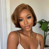[50% OFF]HALF PRICE /// 4.5x4.5 Transparent Lace  Brown Color Wig - Styled like the picture