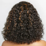 [50% OFF]HALF PRICE /// 5x5 Transparent Lace C-part Brown Highlight Color Wig - Water Wave  Bob