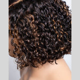 [50% OFF]HALF PRICE /// 5x5 Transparent Lace C-part Highlight Color Wig - Water Curly Short Bob