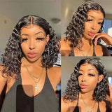 [50% OFF]HALF PRICE /// Full Lace Transparent Lace Human Hair Wig - Water Wave  Bob