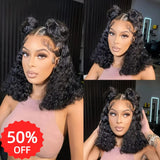 [50% OFF]HALF PRICE /// Full Lace Transparent Lace Human Hair Wig - Water Wave  Bob