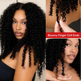HD Lace 13x6 Fitted Cap Ear Tap Wig - Bouncy Curly with Finger Coily Ends