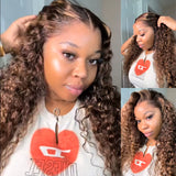 "LAGOS" M-Shaped HAIRLINE 13x6 Transparent Lace Front Highlight Color Wig - Curly