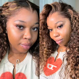 "LAGOS" M-Shaped HAIRLINE 13x6 Transparent Lace Front Highlight Color Wig - Curly