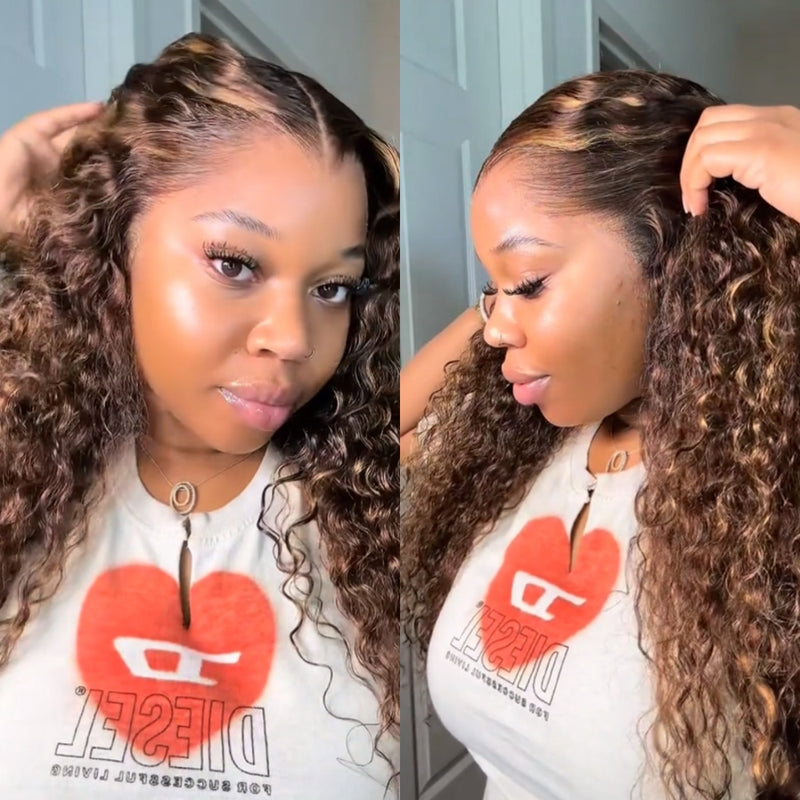 "LAGOS" M-Shaped HAIRLINE 13x6 Transparent Lace Front Highlight Color Wig - Curly
