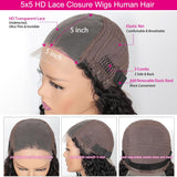 Bye~Bye~KNOTS HD Swiss Lace 5X5 Closure Pre-cut Lace Deep Wave Wig