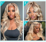 13x4/13x6 Transparent Lace Front Pre-plucked Hairline Ash Blonde Colorful Wig - Body Wave