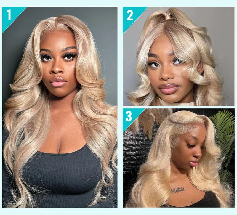 13x4/13x6 Transparent Lace Front Pre-plucked Hairline Ash Blonde Colorful Wig - Body Wave