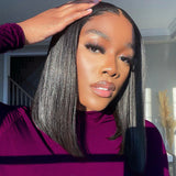 【FLASH SALE】WHOLE LACE NO MESH TRANSPARENT LACE HUMAN HAIR WIG WITH Invisible Strap - Straight Bob