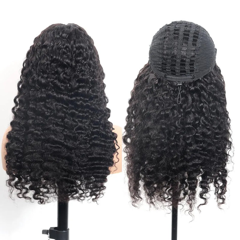 【3 IN 1 Half Wig】 Flip Over Half Wig with Drawstring Wear & Go Glueless Wig - Burmese Curly