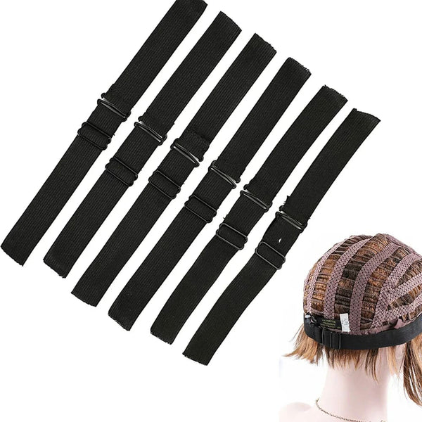 5pcs Adjustable Elastic Band For Wigs Black Wig Band Edge Grip Band No Slip Wig Grip Headband