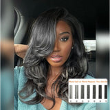5x5/13x4 Transparent Lace Front Pre-plucked Salt and Pepper Gray Color Wig - Layered Wavy