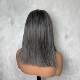 5x5/13x4 Transparent Lace Front Pre-plucked Salt and Pepper Gray Color Wig - Straight