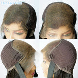 5x5/13x6 Transparent Lace Front Preplucked Burgundy Color Face-Framing Curtain Bangs Wig - Body Wave Wavy