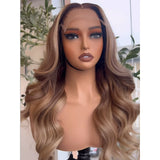 5x5 Transparent Lace Pre-plucked Ombre Color 150%180% Human Hair Wig - Wavy