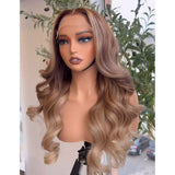 5x5 Transparent Lace Pre-plucked Ombre Color 150%180% Human Hair Wig - Wavy