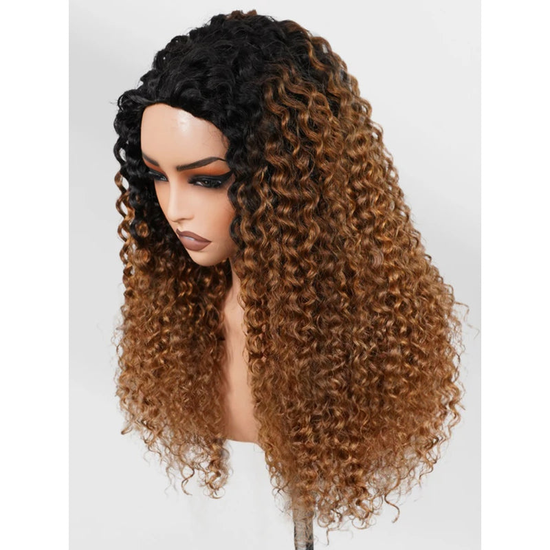 【3 IN 1 Half Wig】 Flip Over Half Wig with Drawcord Wear & Go Glueless Highlight Wig - Curly