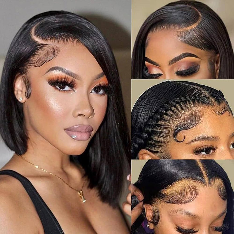 Nicole  360 Transparent Lace Front Human Hair Wig - Silky Straight Bob