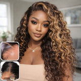 13x6 HD Lace Upgraded Pre-plucked Highlight Color Wig -Bouncy Loose Wave