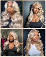 13x4/13x6 Transparent Lace Front Pre-plucked Hairline Ash Blonde Colorful Wig - Body Wave