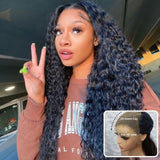 "3D DOME CAP" 9x6 HD Lace Upgraded Hairline C-shape Ear Glueless Wig with Drawcord - Deep Wave