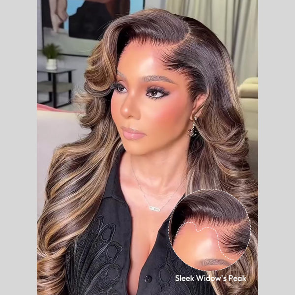 "LAGOS HAIRLINE" 13x6 Transparent Lace Front Highlight Color Wig - Body Wave Wavy