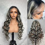 【Solo-Piece】13x6 Transparent Lace Preplucked 26inch 150%Highlight Color Wig - Body Wave Wavy