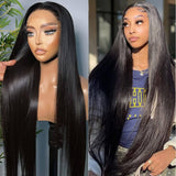 WHOLE LACE NO MESH TRANSPARENT LACE HUMAN HAIR WIG WITH TRANSPARENT DRAWSTRING - STRAIGHT