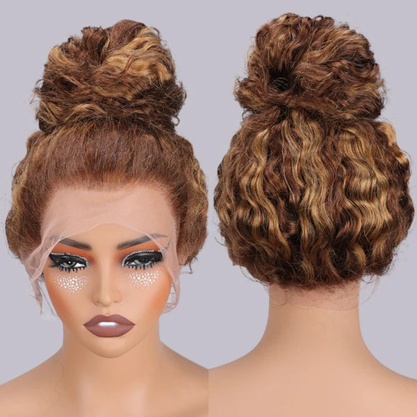 【Upgraded】PreCut 4-Line Invisible Strap 360 HD Lace Highlight Color Wig - Deep Wave