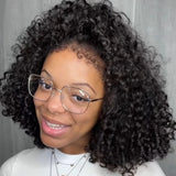 HD Lace 13x6 Fitted Cap Ear Tap BOB Wig - Curly with Finger Coil Ends and Curly Edge