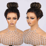 【Upgraded】PreCut 4-Line Invisible Strap 360 HD Lace Highlight Color Wig - Jerry Curly