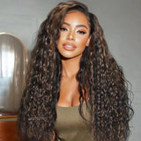 "370 Fitted Cap" HD LACE FRONT Highlight Color WIG WITH Invisible Strap - Water Wave