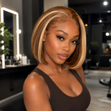 [50% OFF] HD Lace 13x6 Fitted Cap Ear Tap Highlight Color BOB Wig - Straight