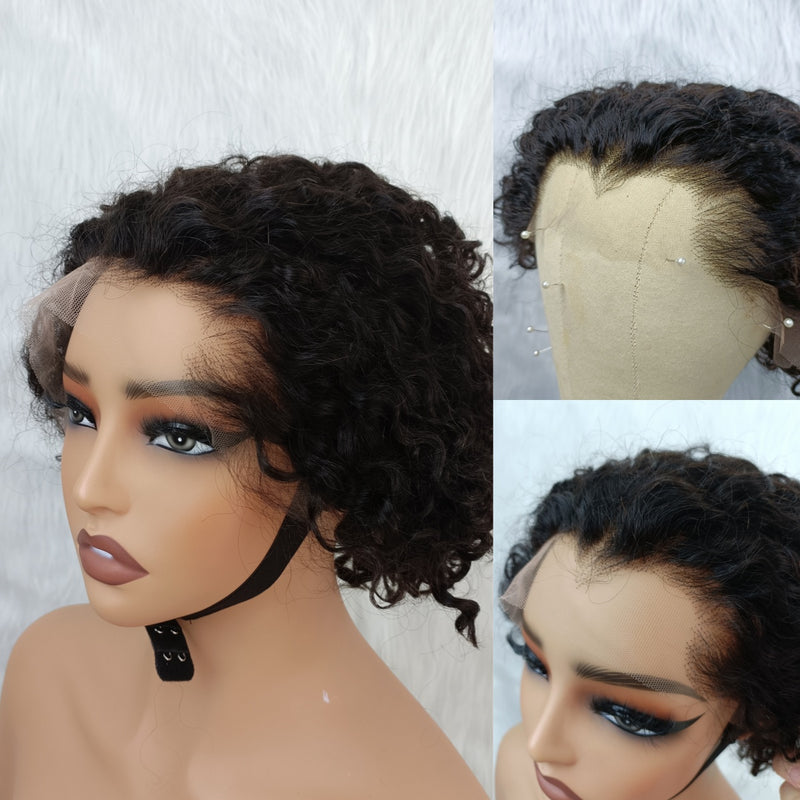 "LAGOS" M-Shaped HAIRLINE 13x4/13X6 HD/Transparent Lace Front Pixie Cut Wig - Curly