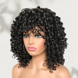 Full Machine Made Human Hair Wig - Spanish Curl with Bang