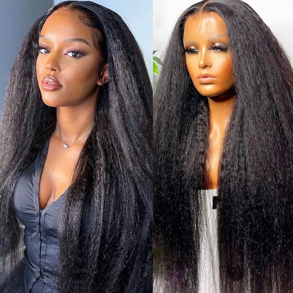 360 Transparent Lace Pre-plucked Hairline 250% Density Wig with Invisible Strap - Kinky Straight