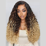 "3D DOME CAP" 9x6 HD Lace Upgraded Hairline Ombre Color Wig with Drawstring - Water  Wave
