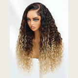 "3D DOME CAP" 9x6 HD Lace Upgraded Hairline Ombre Color Wig with Drawstring - Water  Wave