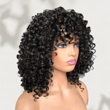 Full Machine Made Human Hair Wig - Spanish Curl with Bang