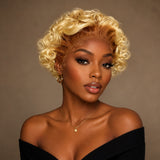 [50% OFF]HALF PRICE ///  13x4 Transparent Lace Ombre Blonde Wig - Curl Bob