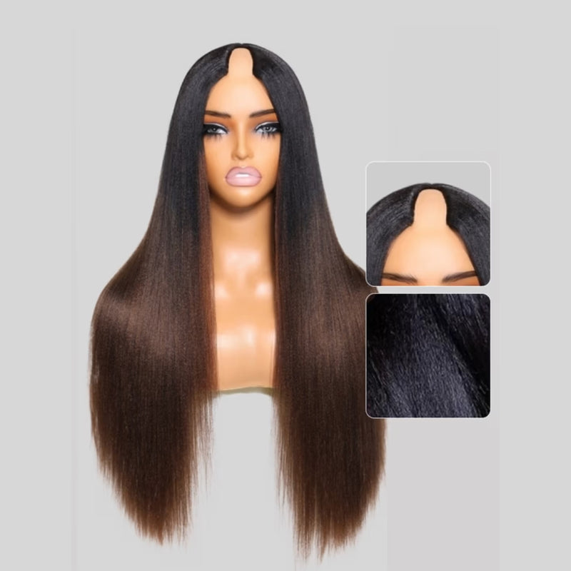 Upgraded EasiContour V-Part Glueless Ombre Color Wig With New Drawcord - Light Yaki Straight