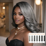 5x5/13x4 Transparent Lace Front Pre-plucked Salt and Pepper Gray Color Wig -  Wavy Ending