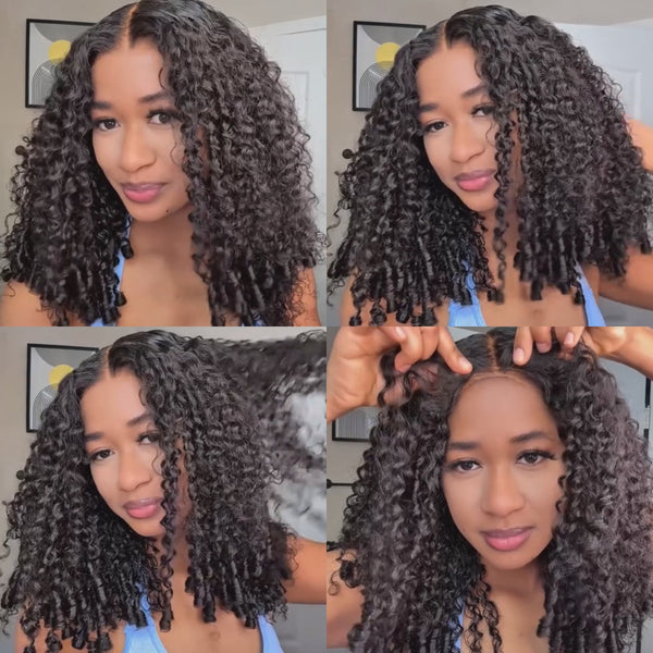 【Flash Sale】4x4/13x4 Transparent Lace Front Pre-plucked Hairline 250% Density Wig - Curly with Finger-Coil Ends