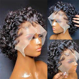 Full Lace Transparent Lace PREPLUCKED HUMAN HAIR WIG -  PIXIE CUT