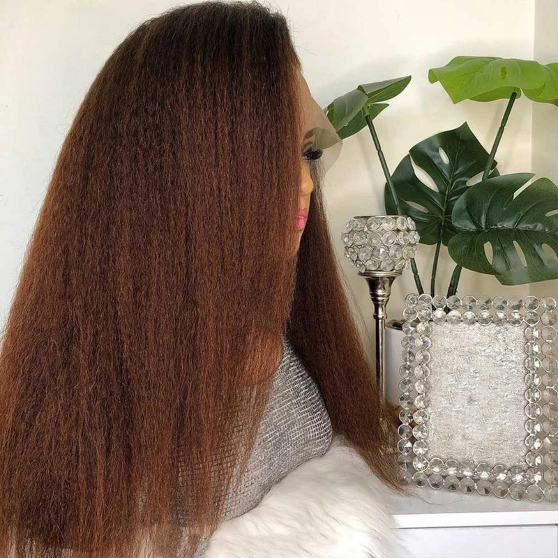 【Crazy Sale】Bye~Bye~KNOTS HD Swiss Lace 13x4 Full Frontal Pre-plucked Ombre Color Wig - Kinky Straight
