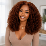 【Flash Sale】4x4 Transparent Lace Front Pre-plucked Reddish Brown Color 250% Density Wig - Kinky Curly