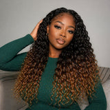 【Seamless Crochet Braids】Soft Feather Crochet Hair Extention Ombre Color 100% Human Hair  - Deep Wave